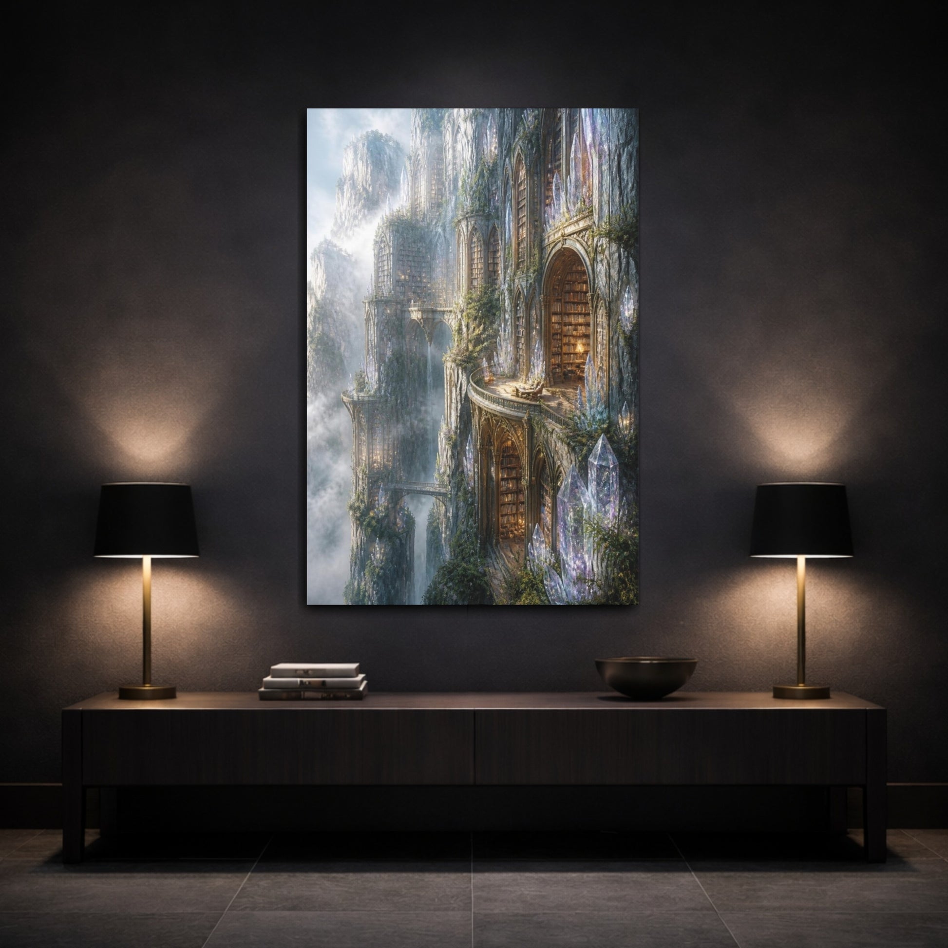 Mockup 3. Crystal Cliff Library shown as canvas print
