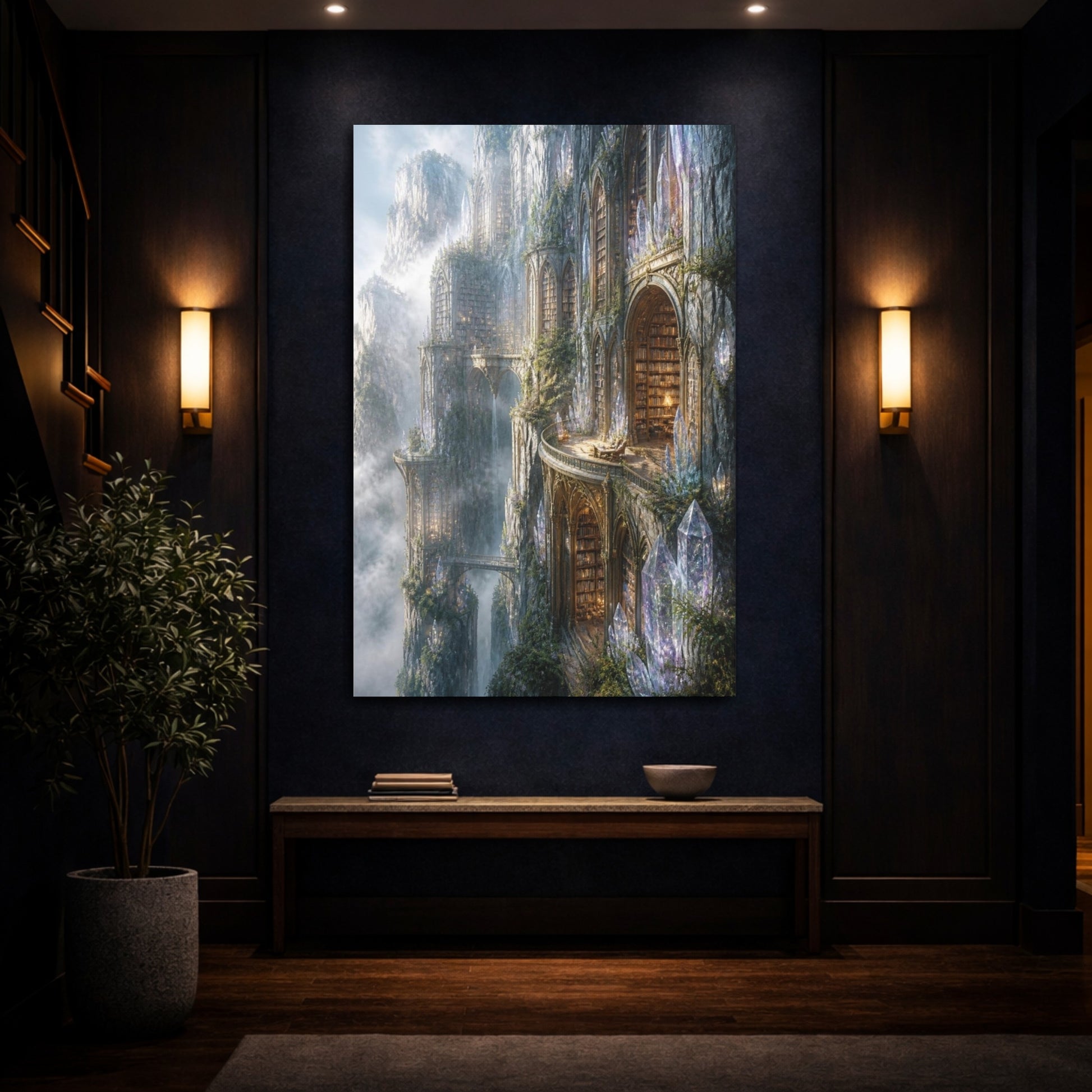 Mockup 4. Crystal Cliff Library shown as canvas print