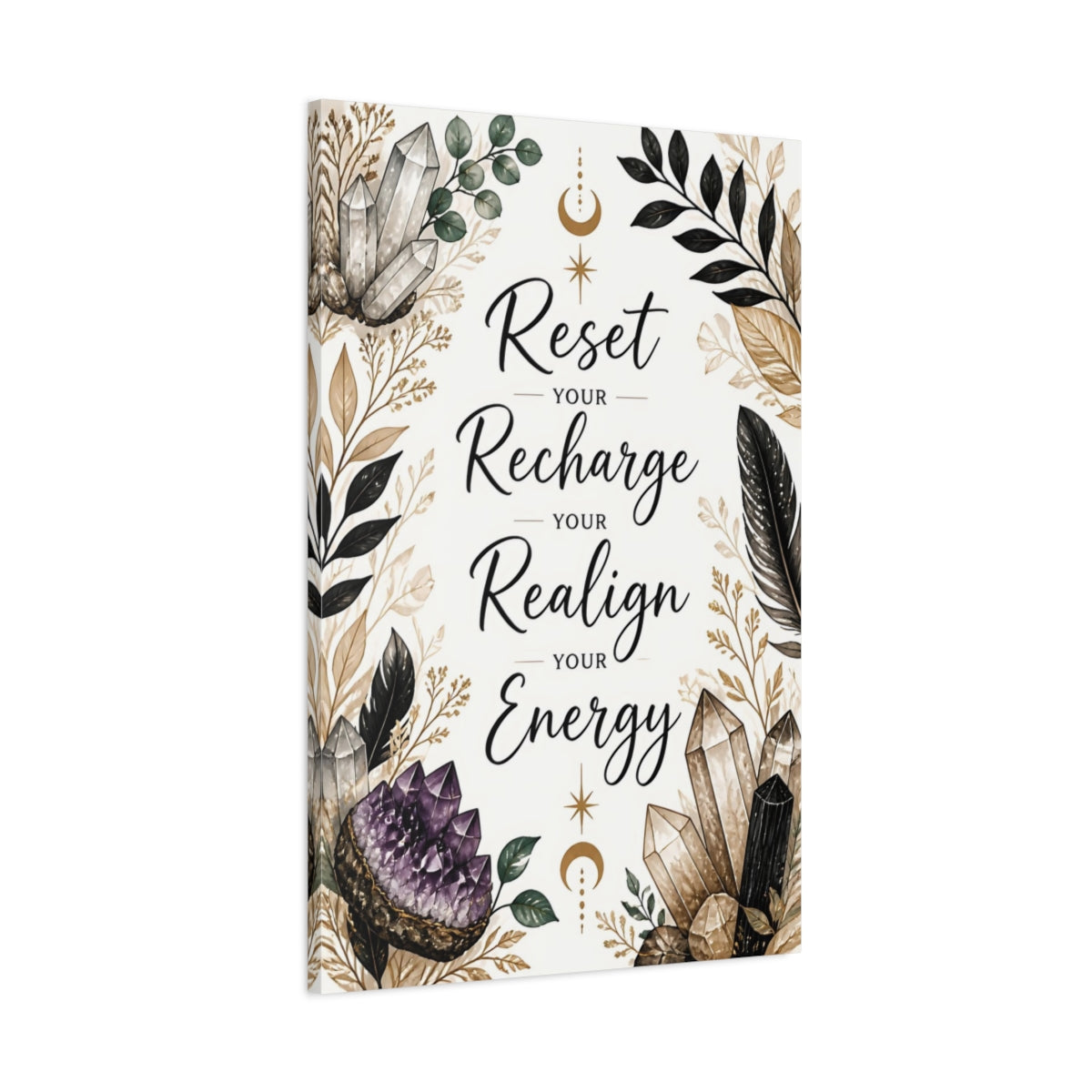 Main Mockup. Crystal Energy Quote shown as canvas print