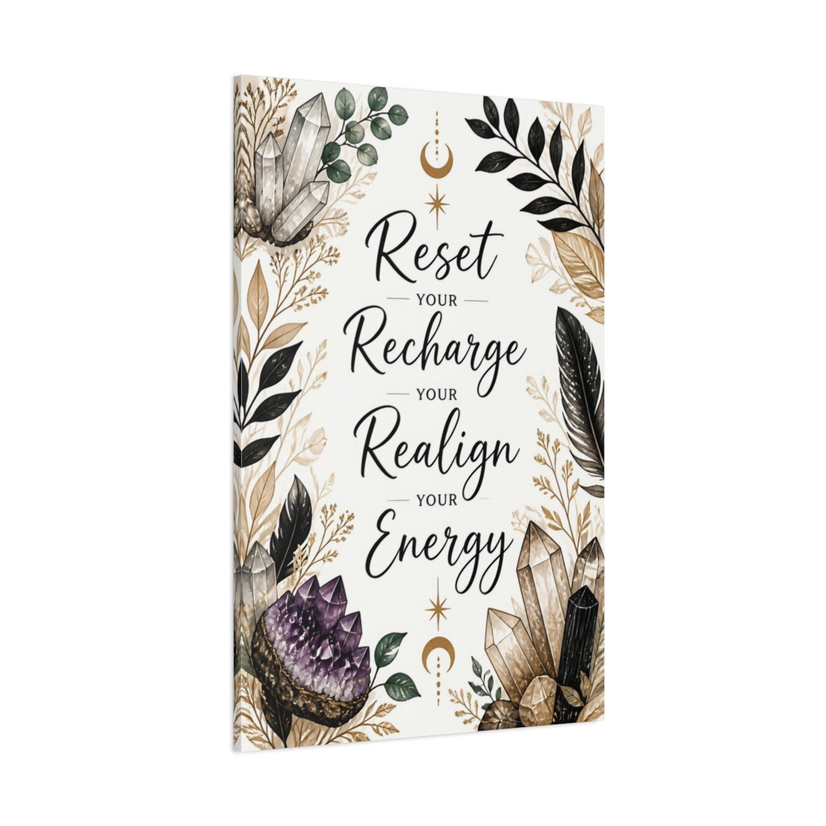Side Mockup 1. Crystal Energy Quote shown as canvas print
