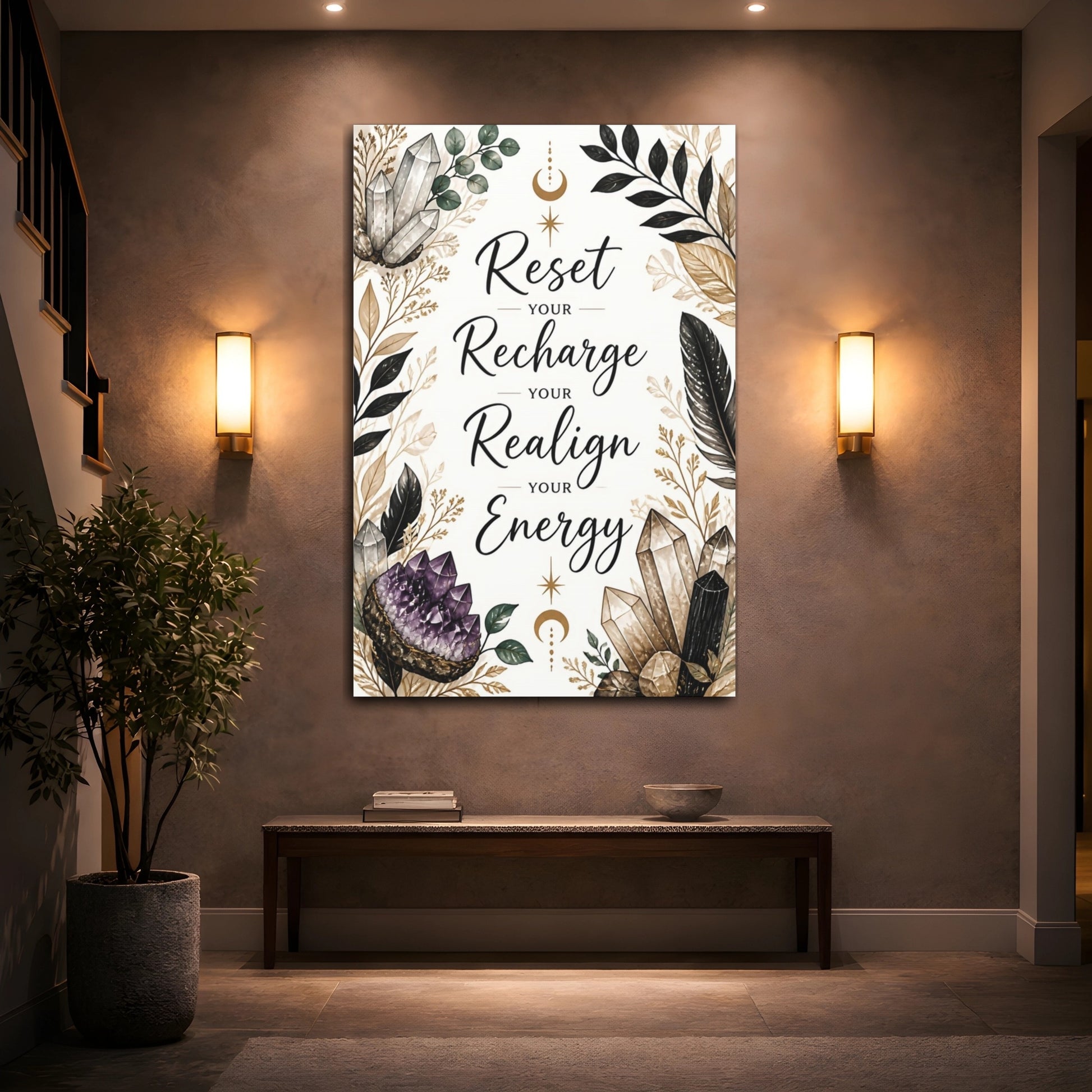 Mockup 2. Crystal Energy Quote shown as canvas print
