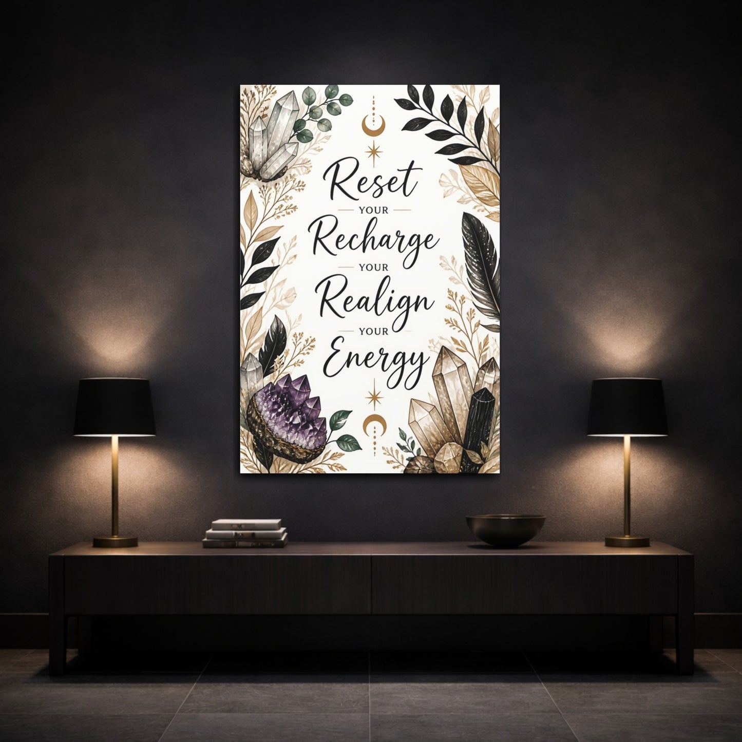 Mockup 3. Crystal Energy Quote shown as canvas print