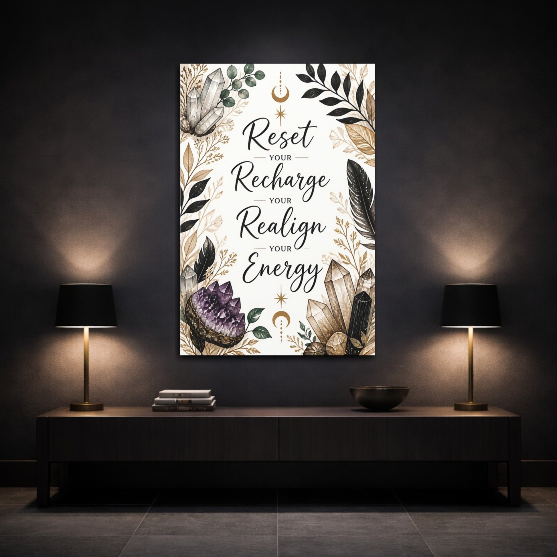 Mockup 3. Crystal Energy Quote shown as canvas print