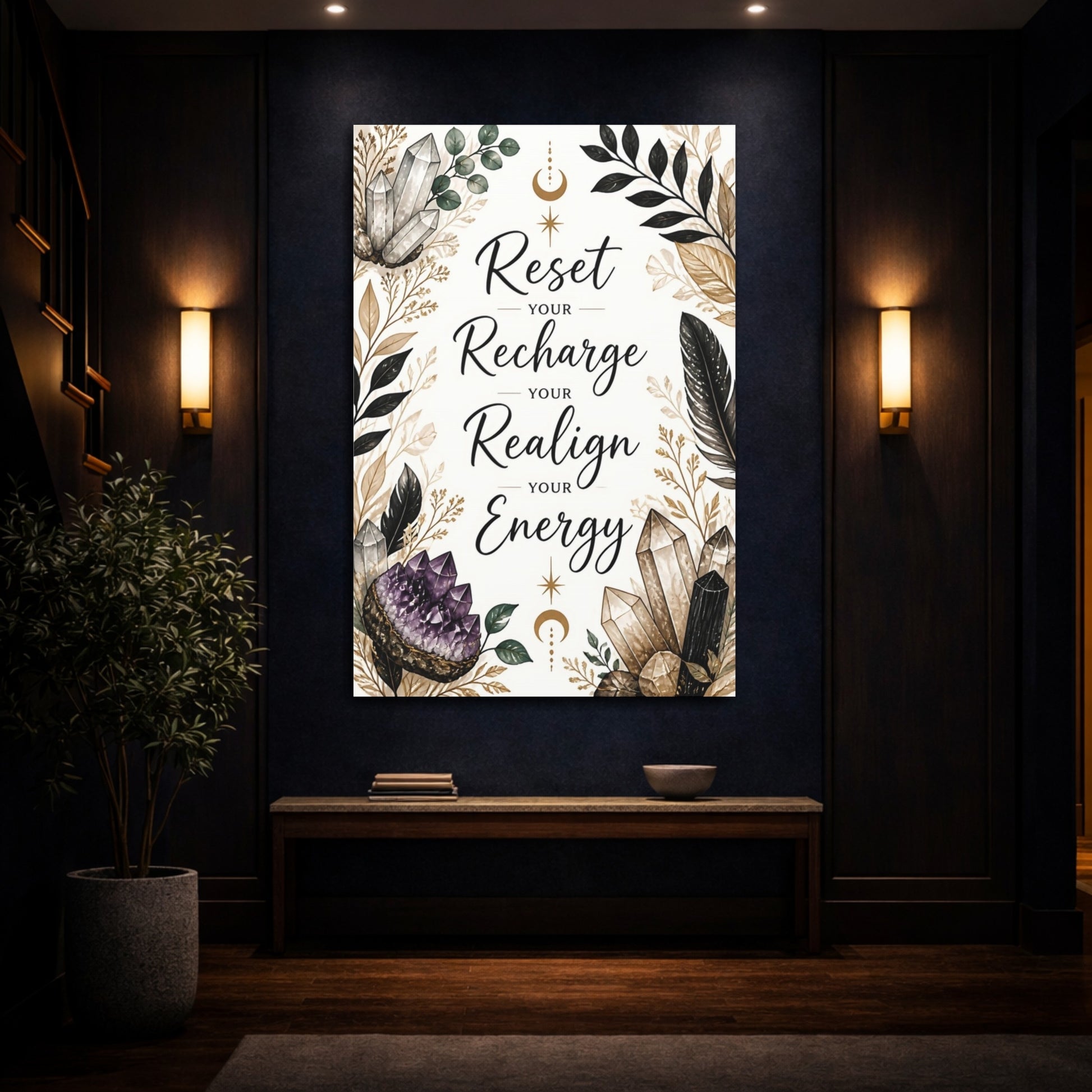 Mockup 4. Crystal Energy Quote shown as canvas print