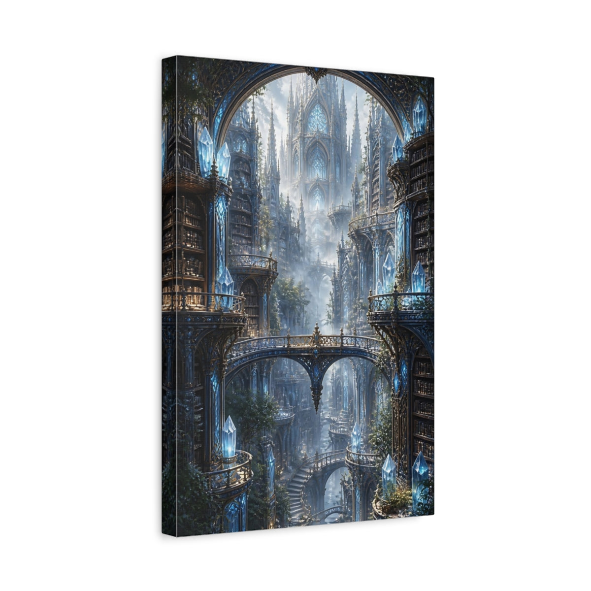 Side Mockup 4. Crystal Library Atrium shown as canvas print