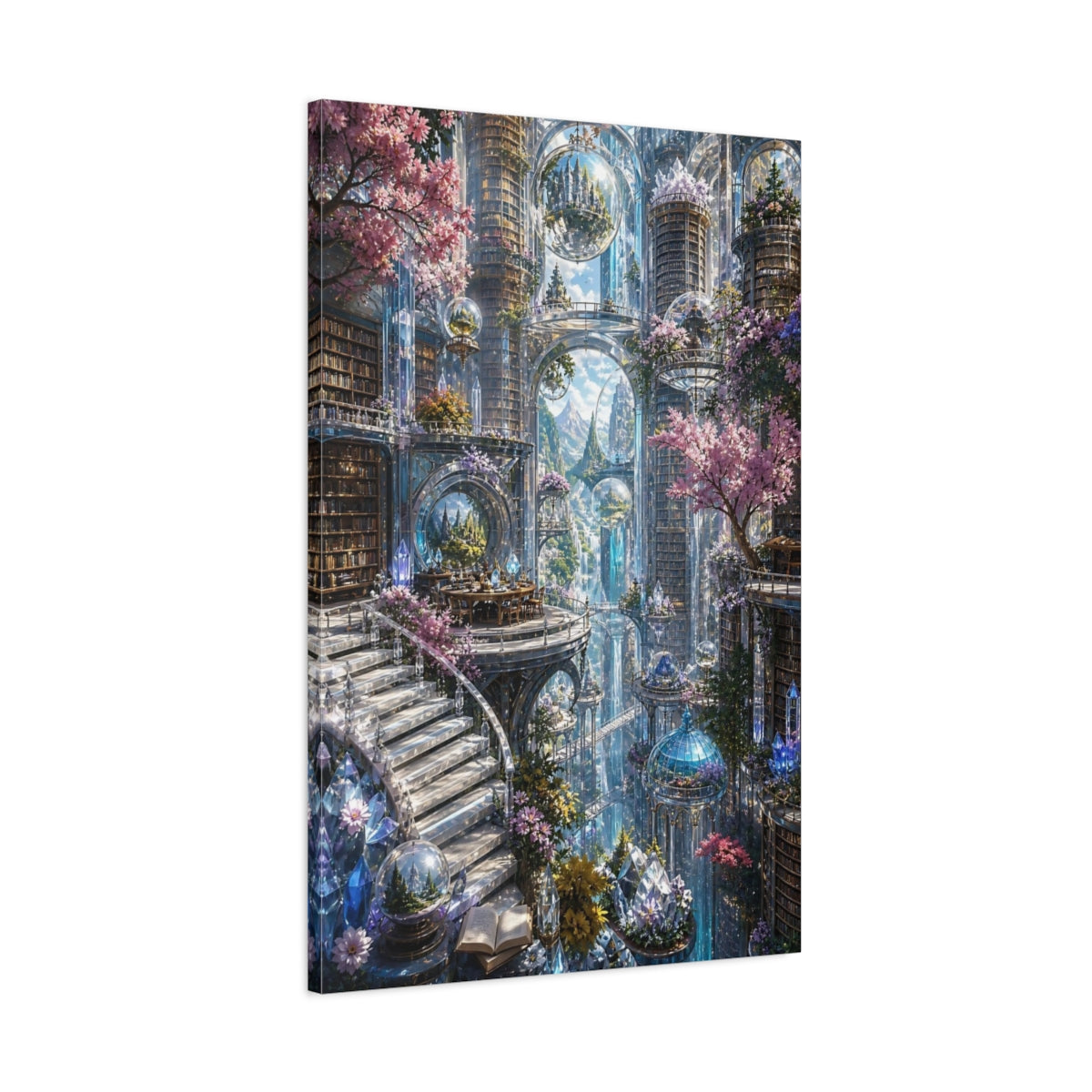 Main Mockup. Crystal Library Sanctuary shown as canvas print