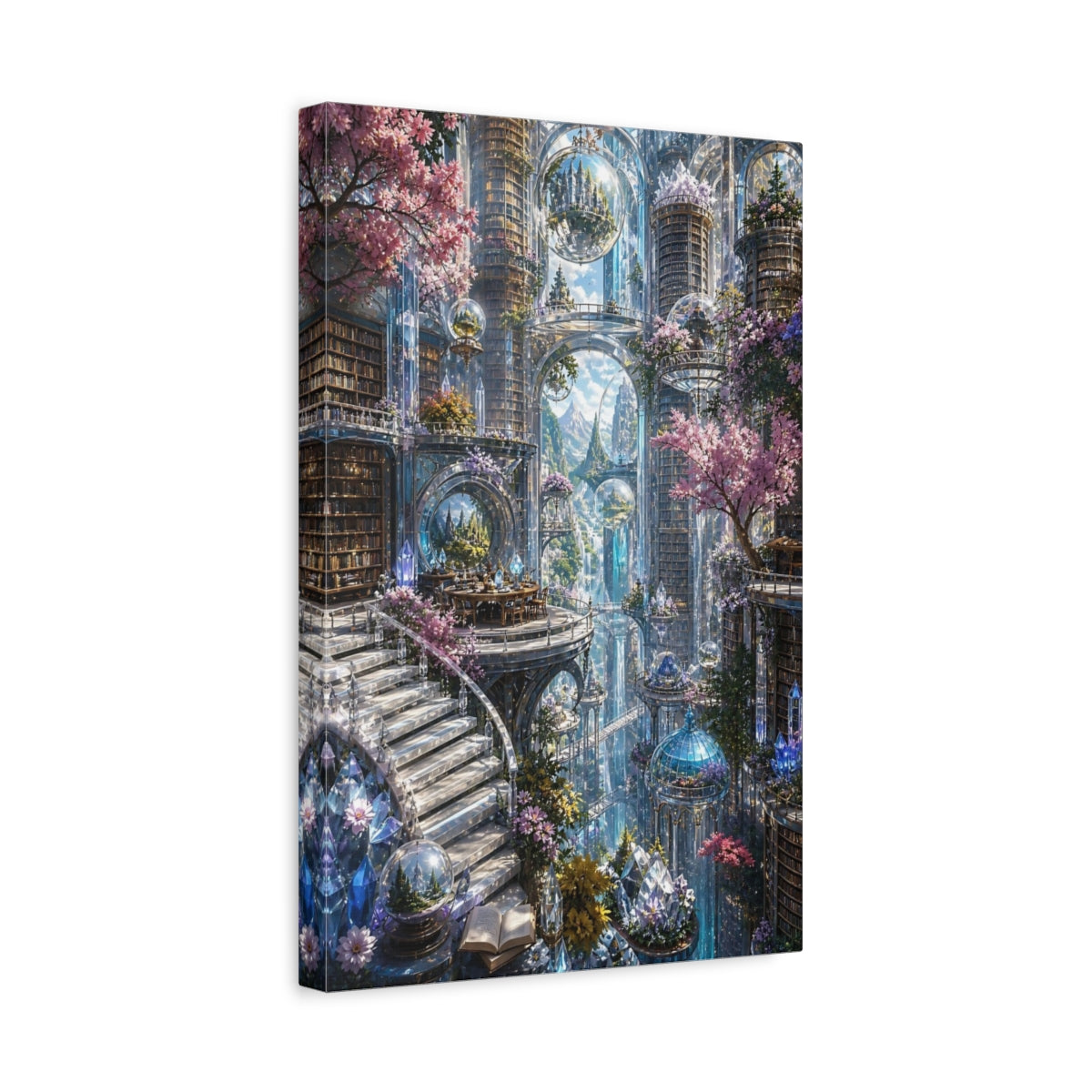 Side Mockup 4. Crystal Library Sanctuary shown as canvas print