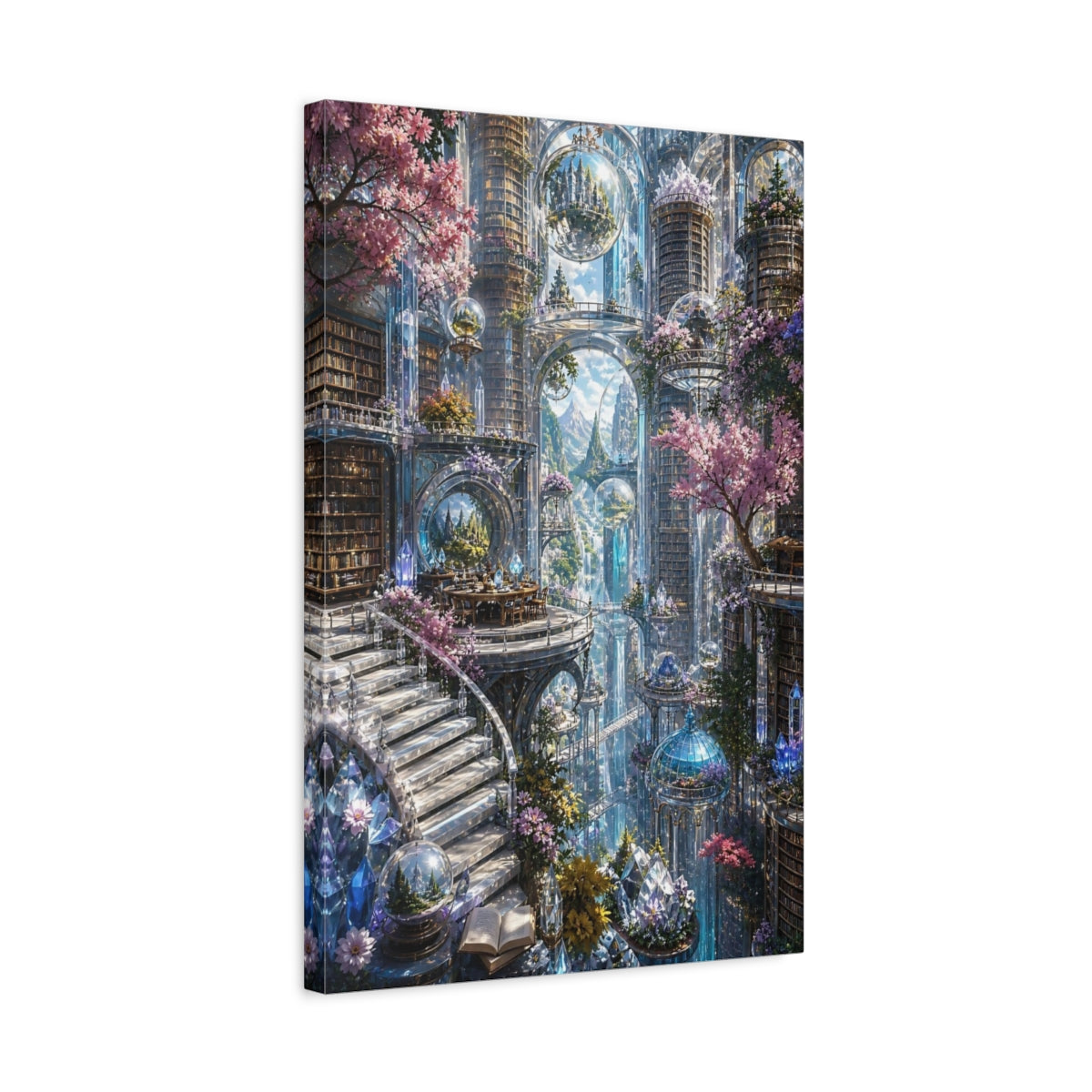 Side Mockup 3. Crystal Library Sanctuary shown as canvas print