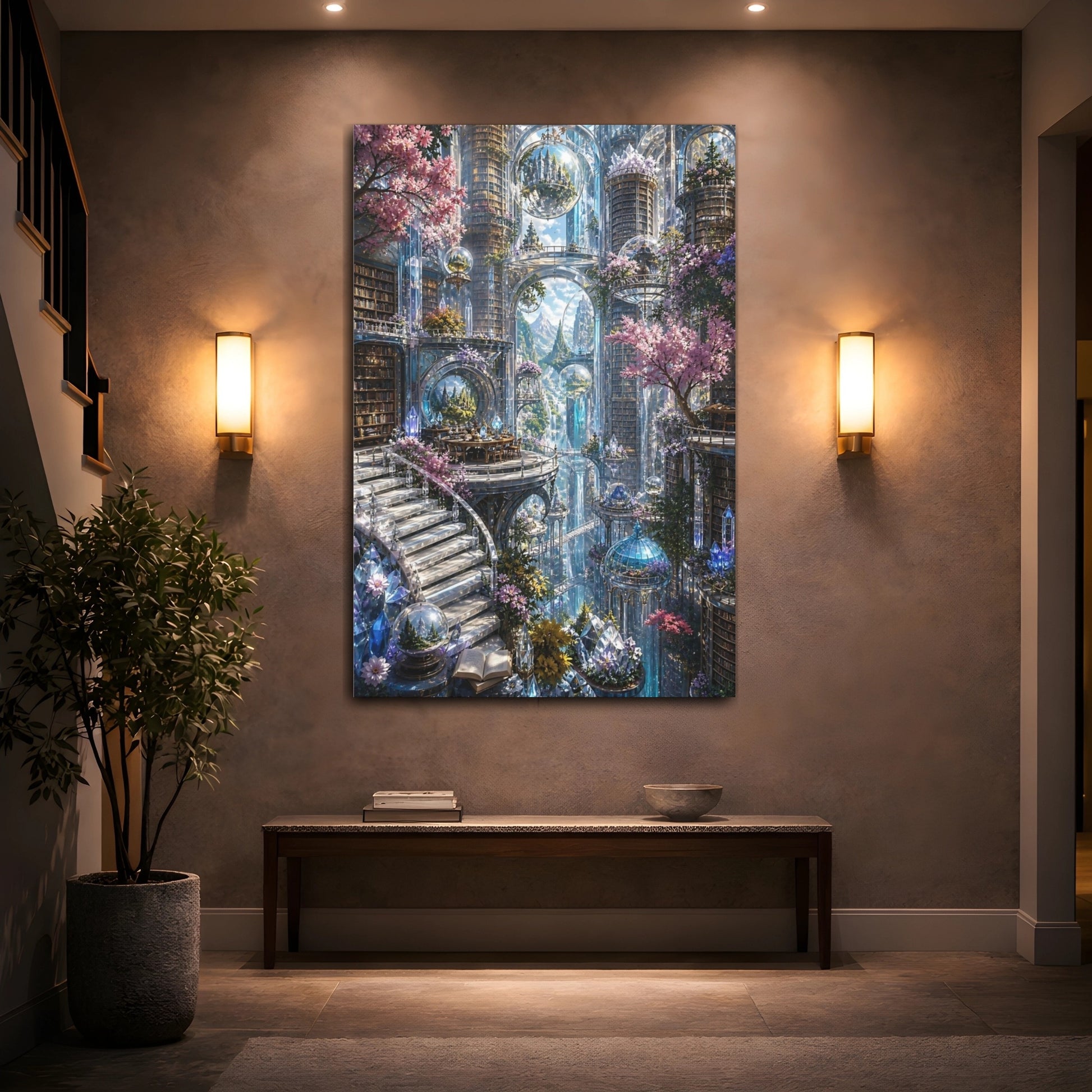 Mockup 2. Crystal Library Sanctuary shown as canvas print