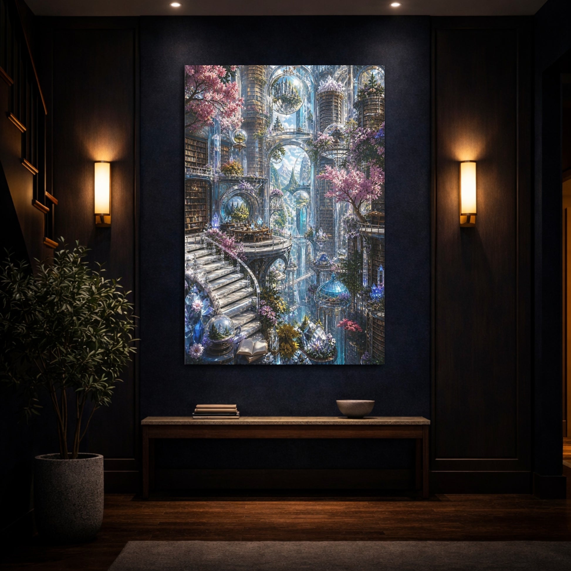 Mockup 4. Crystal Library Sanctuary shown as canvas print