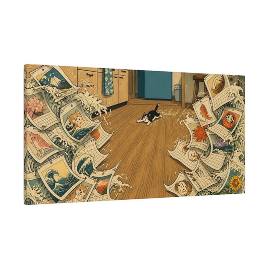 Curious Kitchen Cat Canvas Print Wall Art – Decor, Breakfast Nook - YesArtYes