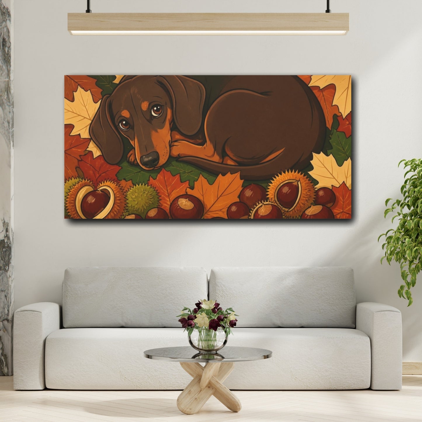 Mockup 2. Curled Dachshund Pets shown as canvas print