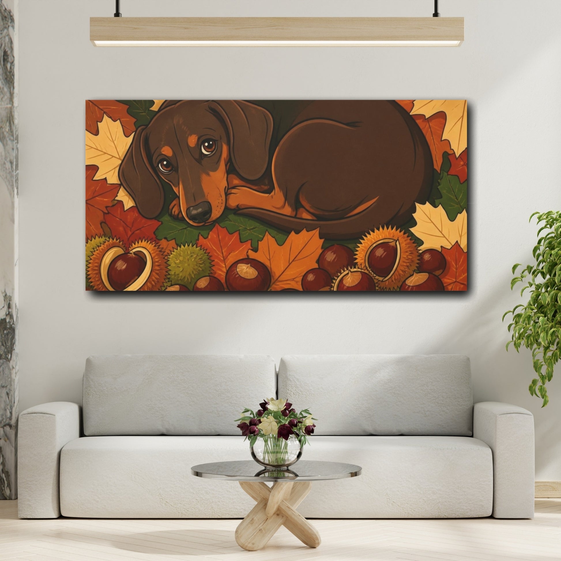Mockup 2. Curled Dachshund Pets shown as canvas print