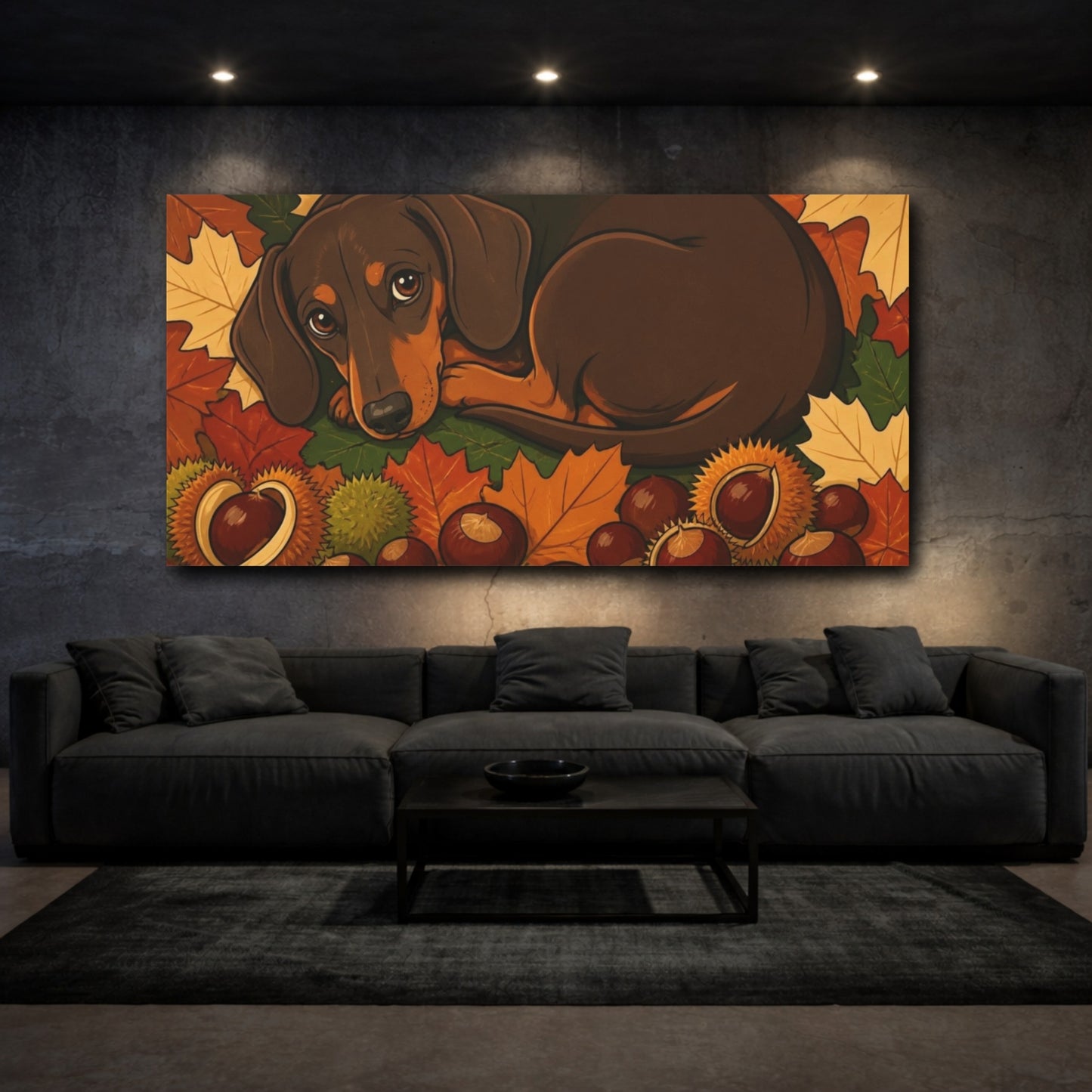 Mockup 3. Curled Dachshund Pets shown as canvas print