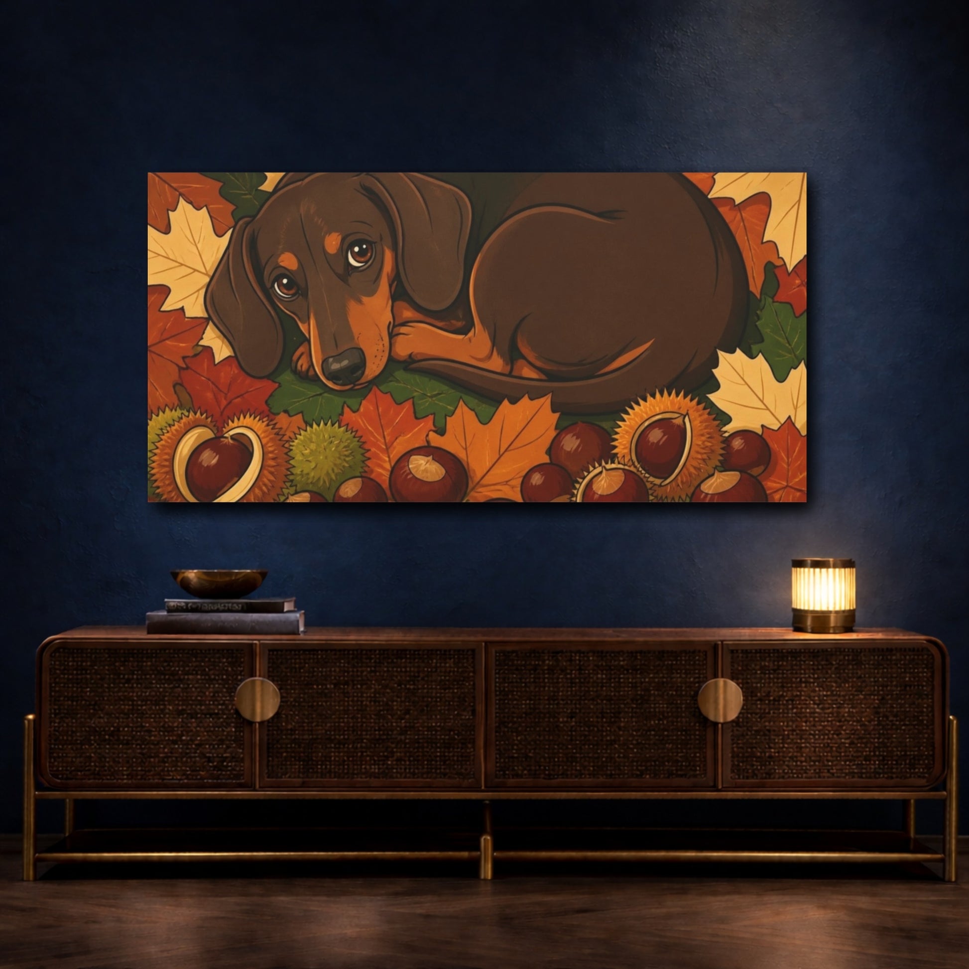Mockup 4. Curled Dachshund Pets shown as canvas print