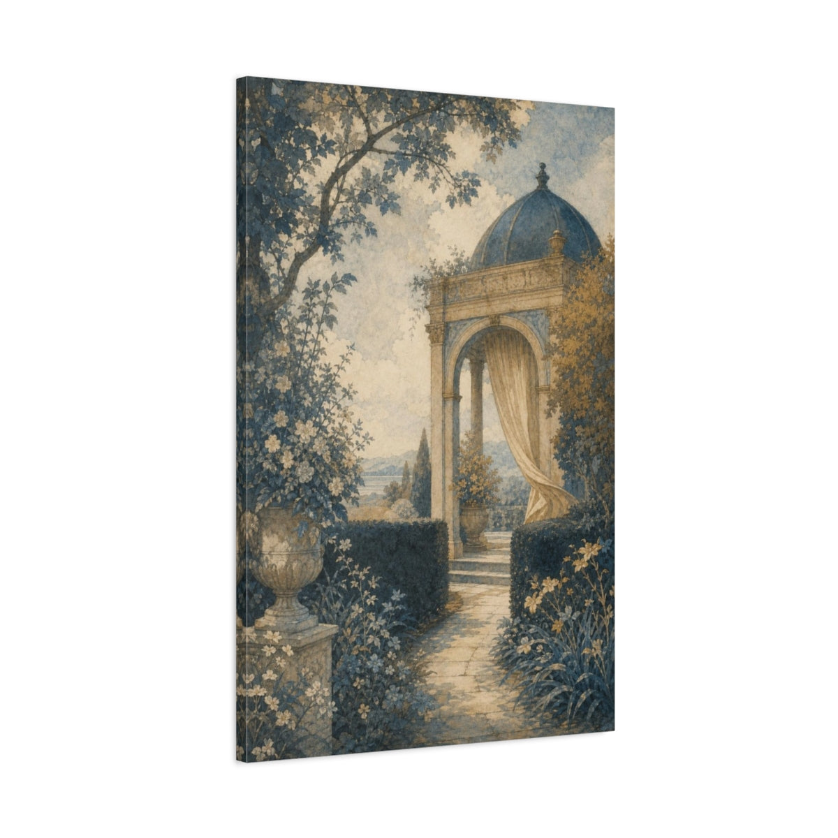 Main Mockup. Curtained Garden Pavilion shown as canvas print