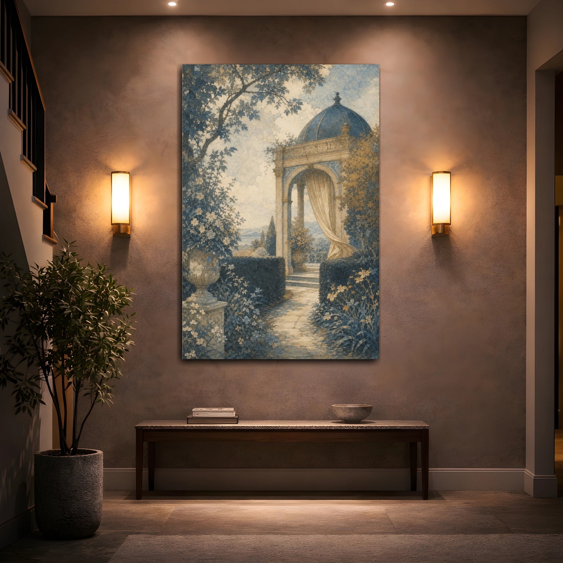 Mockup 2. Curtained Garden Pavilion shown as canvas print