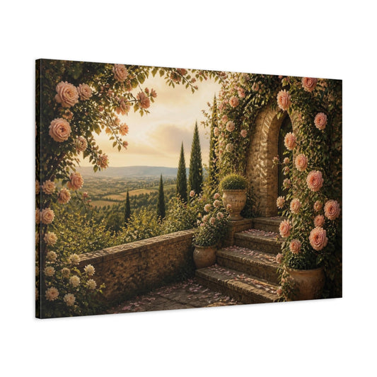 Main Mockup. Cypress & Rose Terrace shown as canvas print