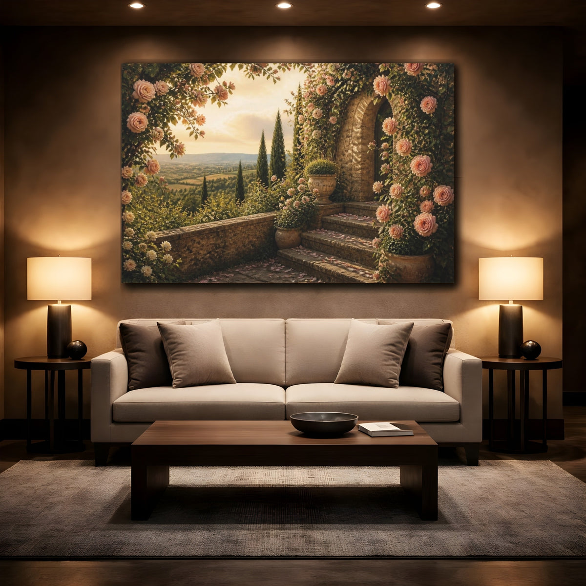 Mockup 2. Cypress & Rose Terrace shown as canvas print