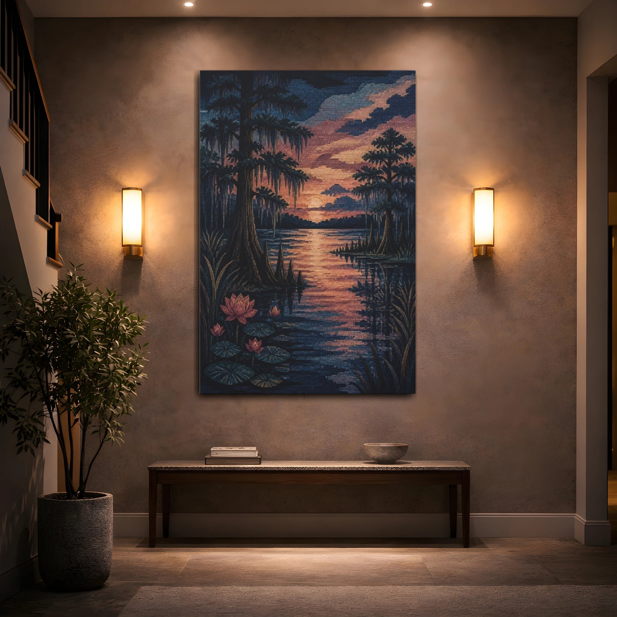 Mockup 2. Cypress Nature Twilight shown as canvas print
