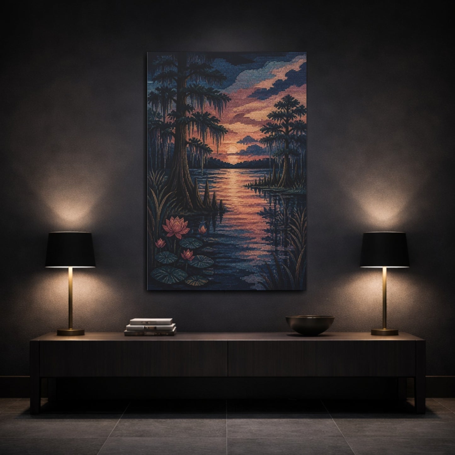 Mockup 3. Cypress Nature Twilight shown as canvas print