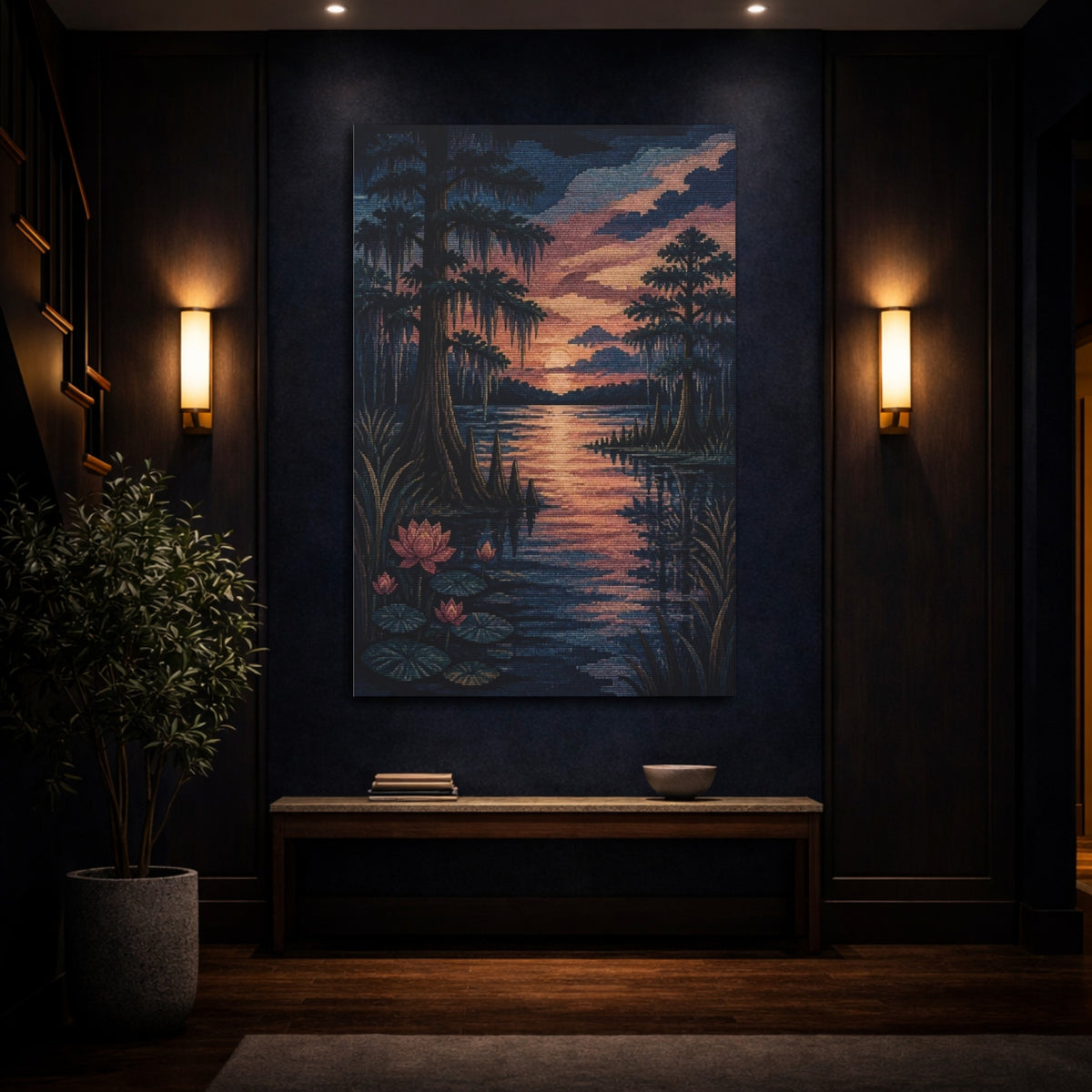 Mockup 4. Cypress Nature Twilight shown as canvas print