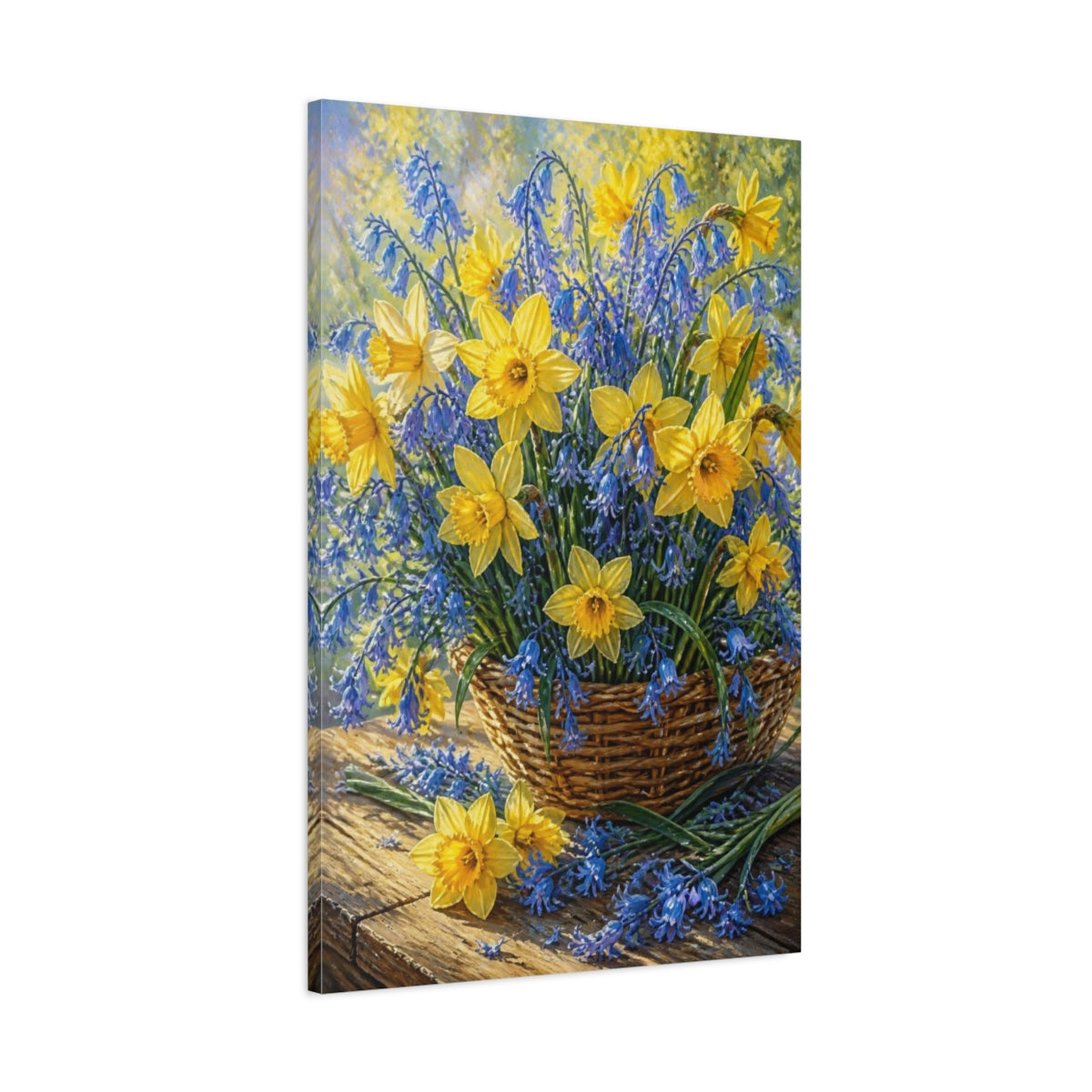 Main Mockup. Daffodil Flowers In Basket shown as canvas print