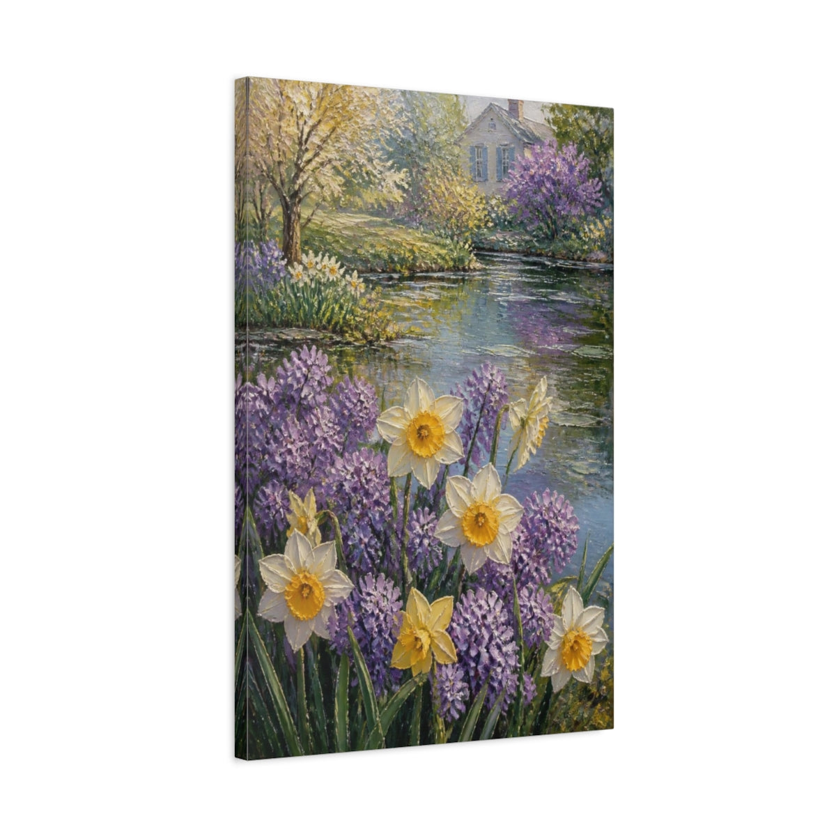 Side Mockup 2. Daffodil Spring Flowers shown as canvas print