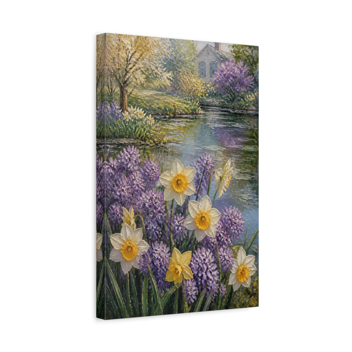 Side Mockup 4. Daffodil Spring Flowers shown as canvas print