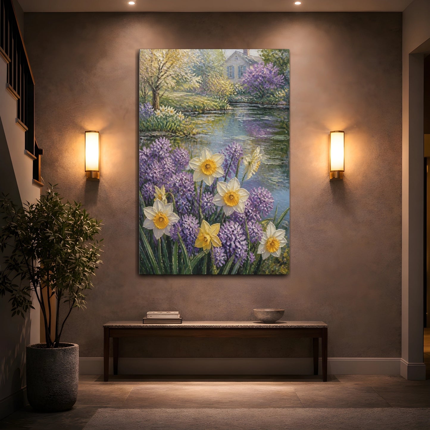 Mockup 2. Daffodil Spring Flowers shown as canvas print