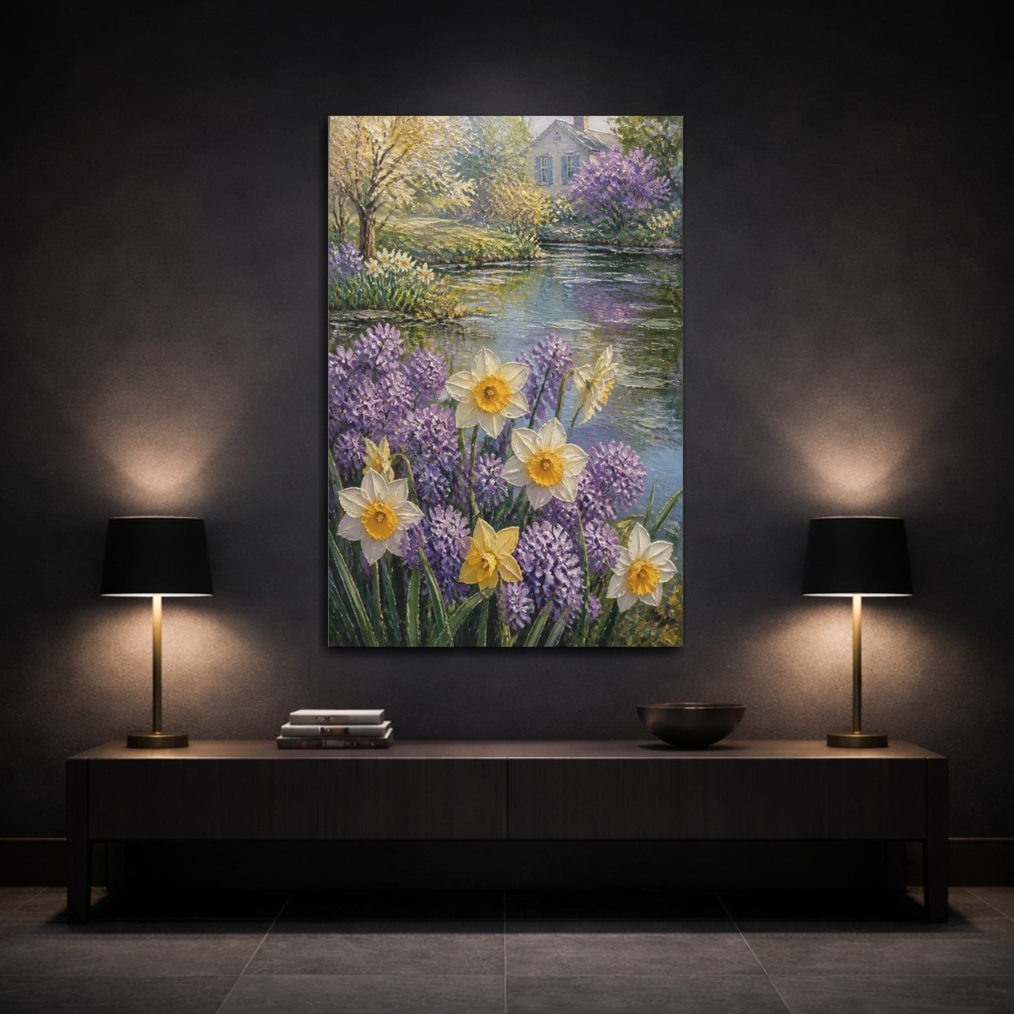 Mockup 3. Daffodil Spring Flowers shown as canvas print