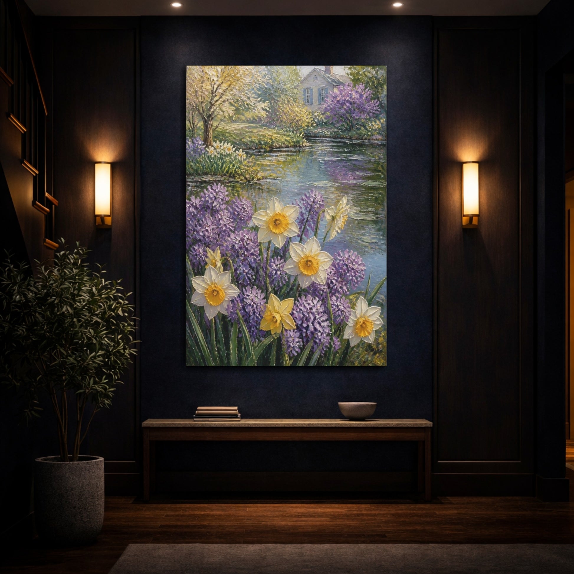 Mockup 4. Daffodil Spring Flowers shown as canvas print