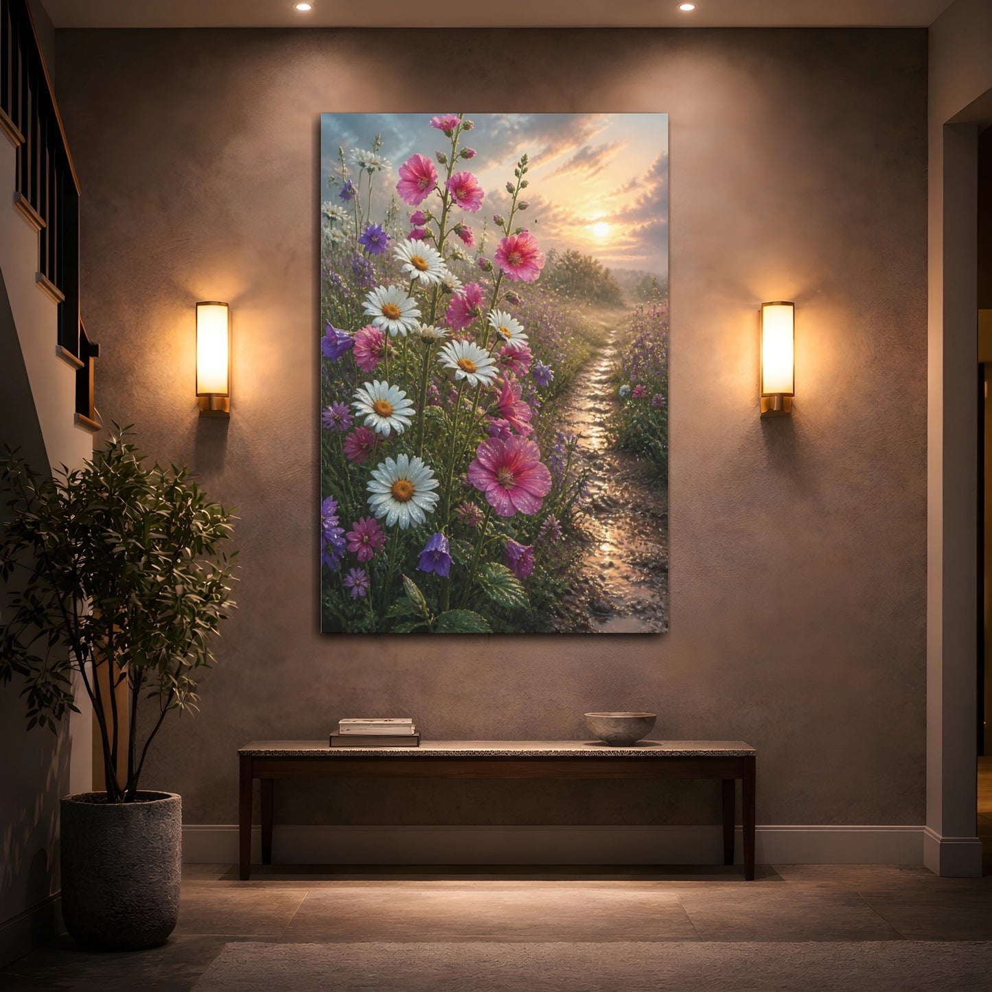Mockup 2. Daisy Meadow Flowers shown as canvas print
