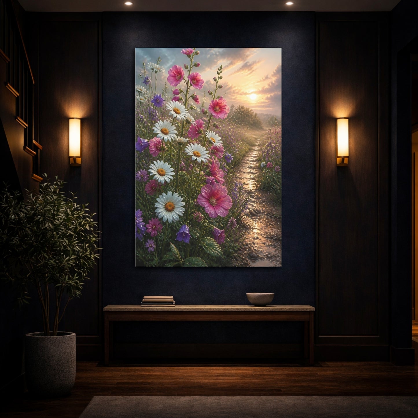 Mockup 4. Daisy Meadow Flowers shown as canvas print