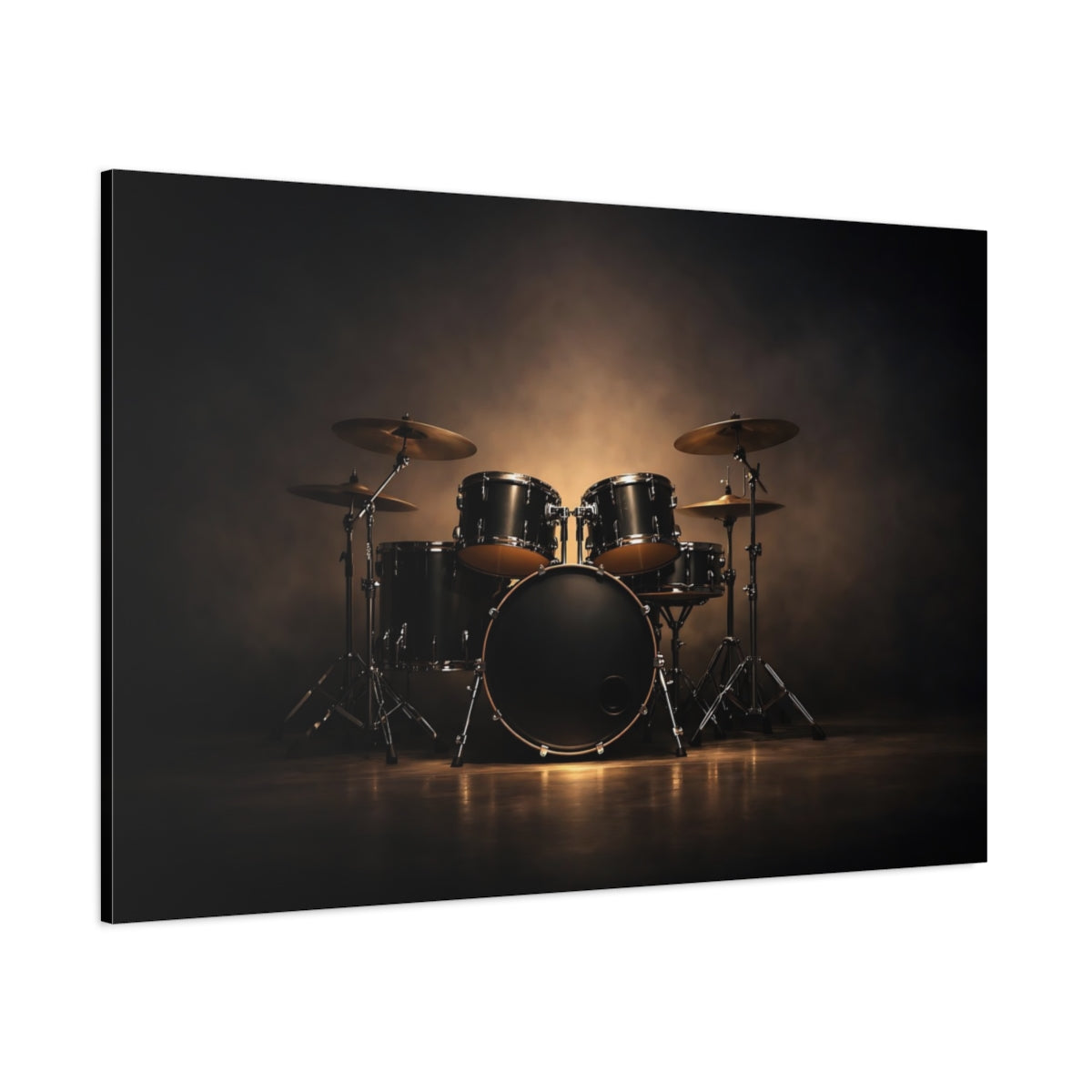 Dark Dramatic Drum Set shown as stretched canvas wall art