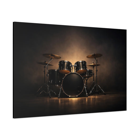 Dark Dramatic Drum Set shown as stretched canvas wall art