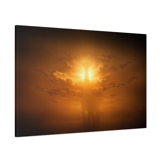 Dark Dramatic Giraffe Silhouette shown as stretched canvas wall art