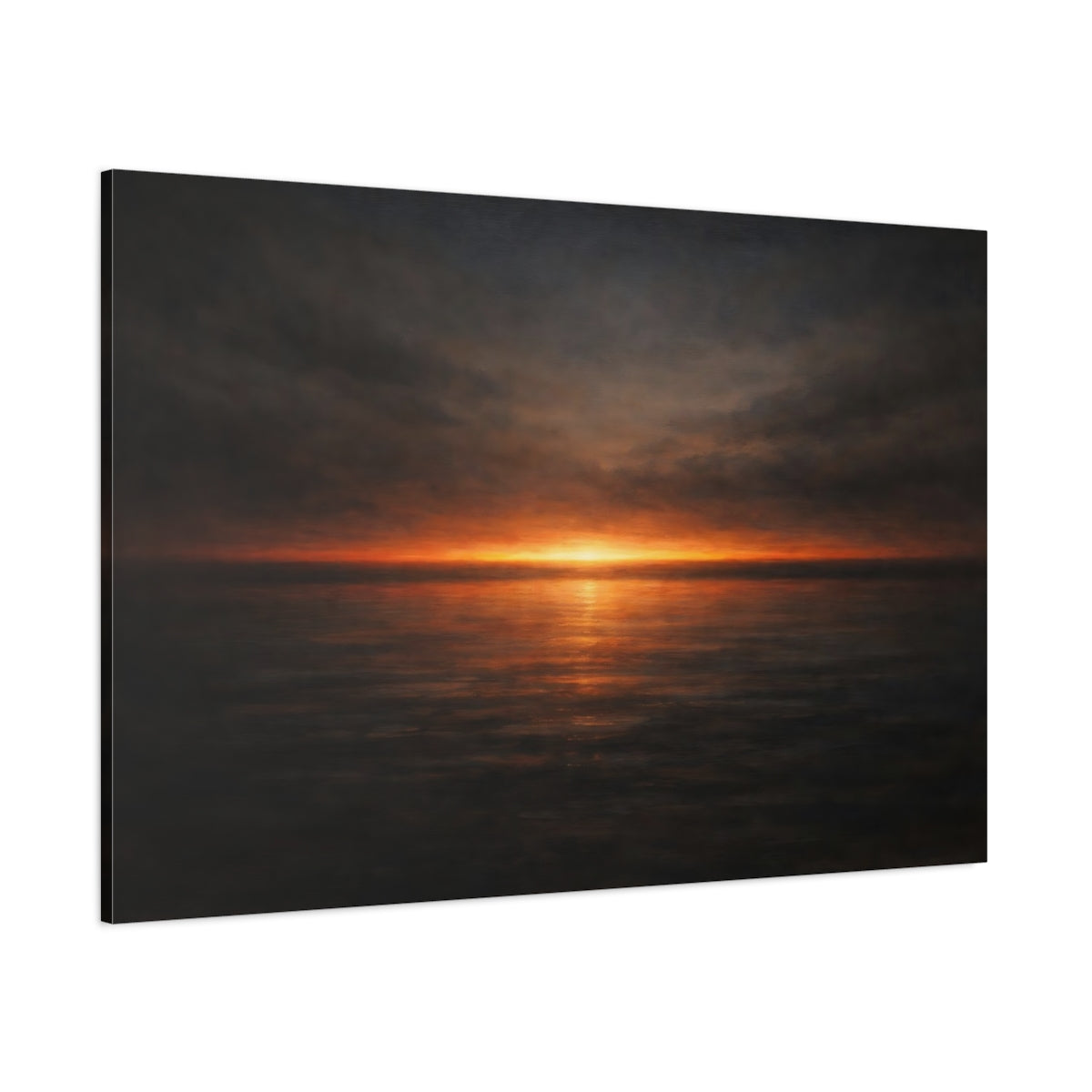 Main Mockup. Dark Dramatic Minimal Color Horizon Band shown as stretched canvas wall art