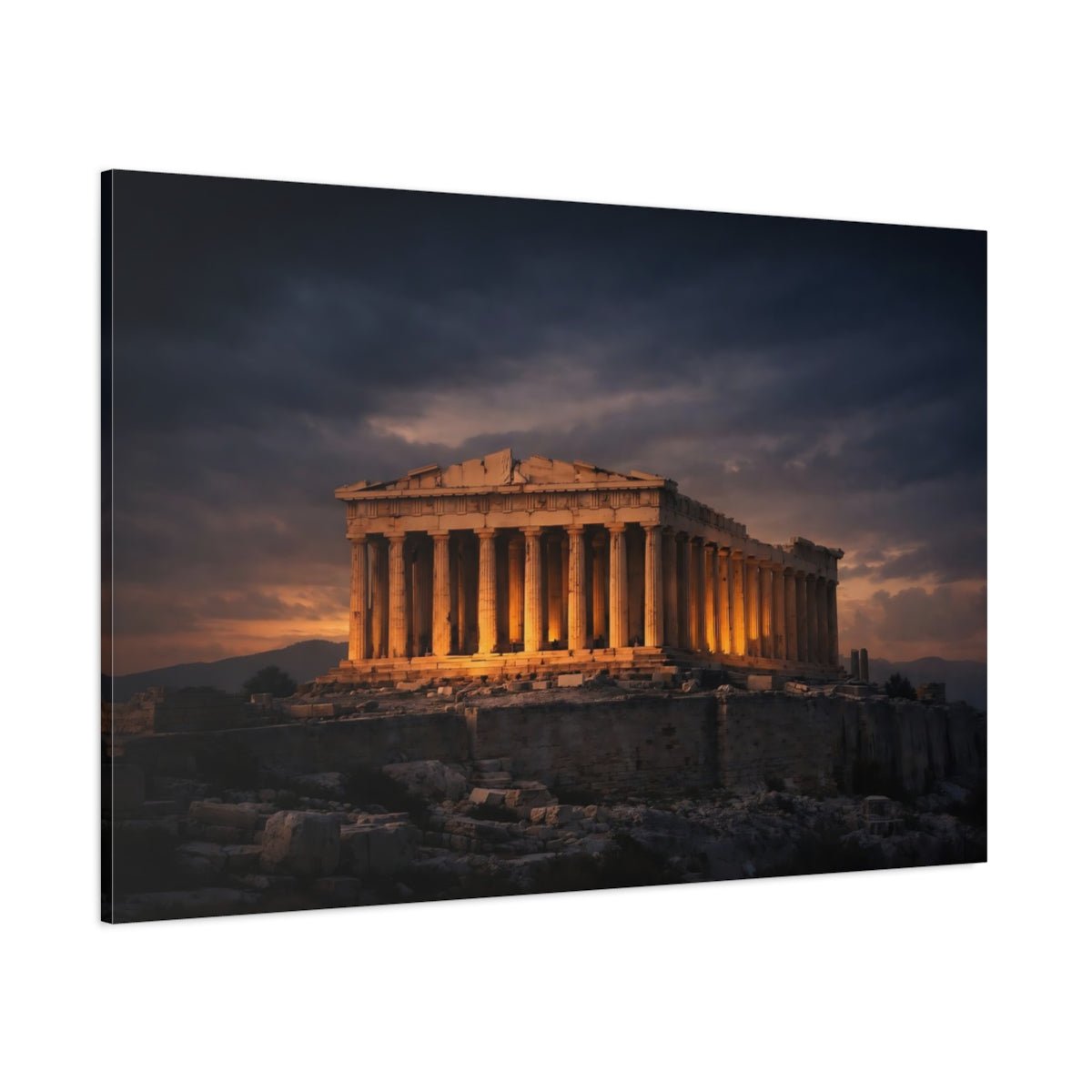 Dark Dramatic Parthenon Religious - Canvas Wall Art Print - YesArtYes
