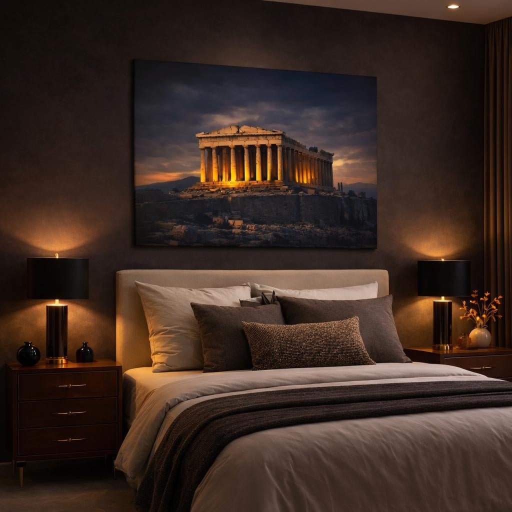 Dark Dramatic Parthenon Religious - Canvas Wall Art Print - YesArtYes