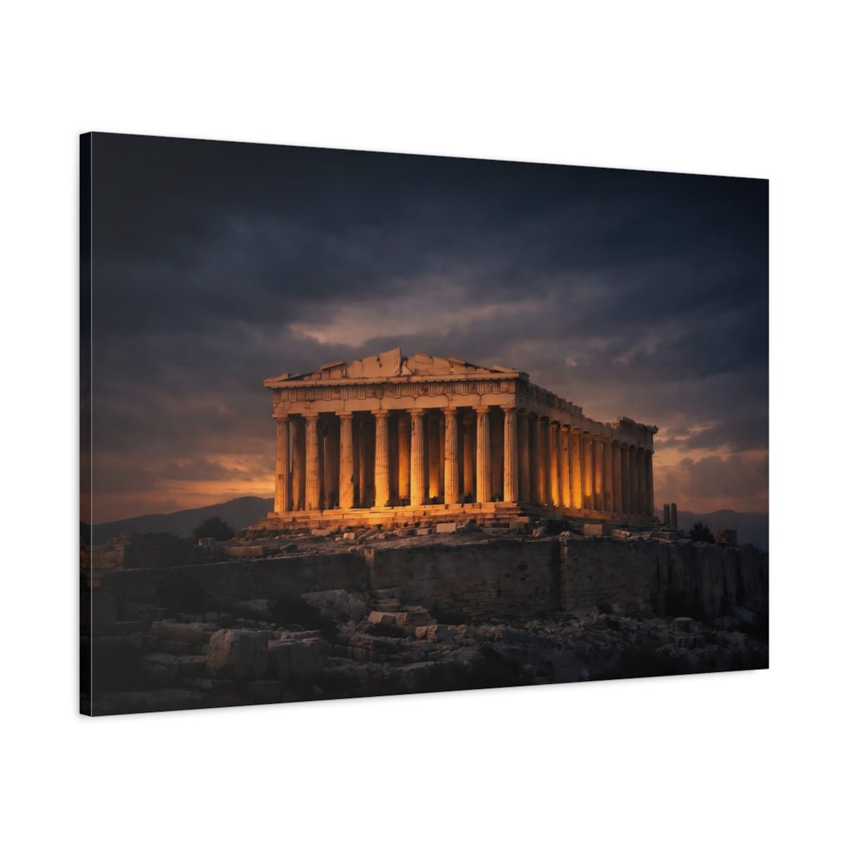Dark Dramatic Parthenon Religious - Canvas Wall Art Print - YesArtYes