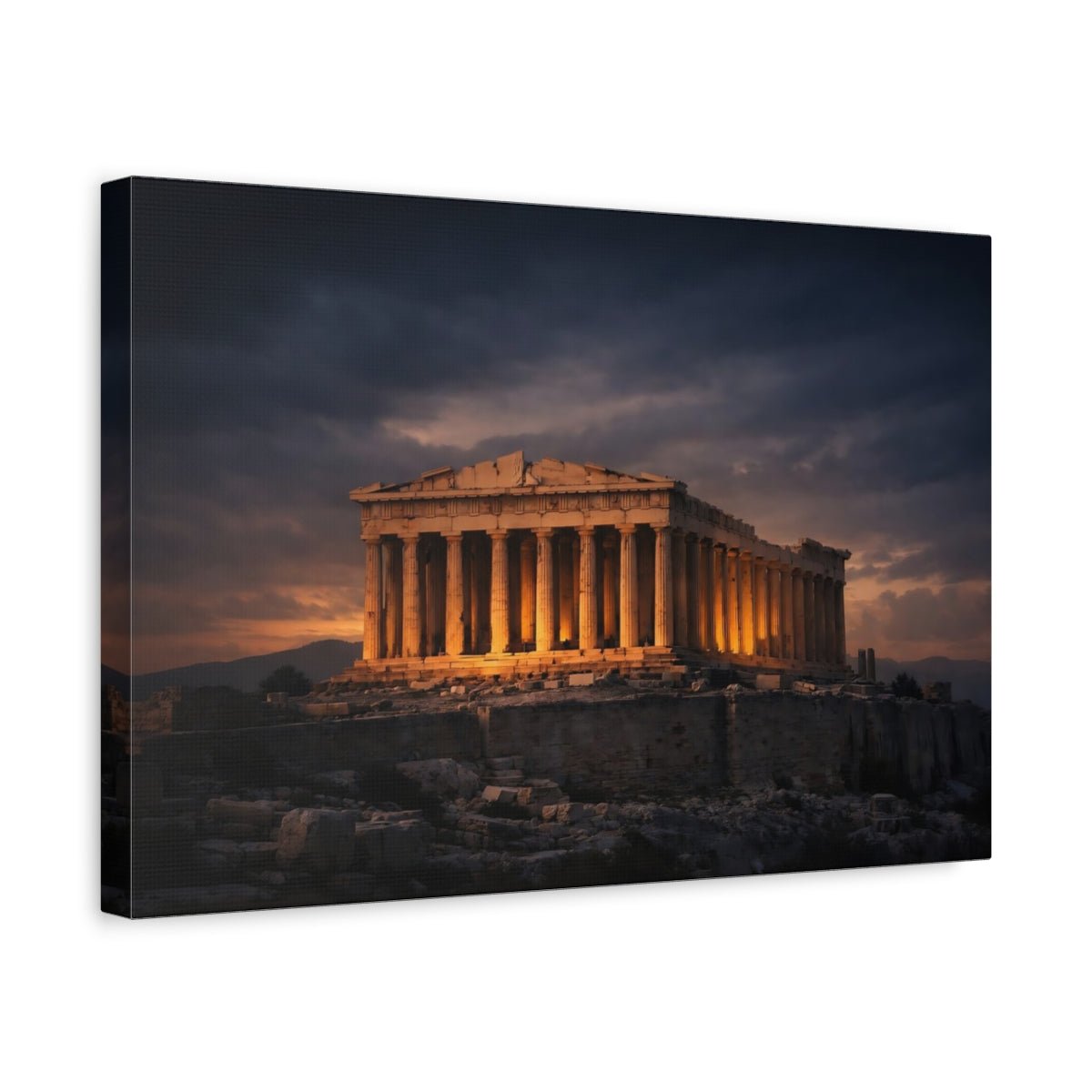 Dark Dramatic Parthenon Religious - Canvas Wall Art Print - YesArtYes