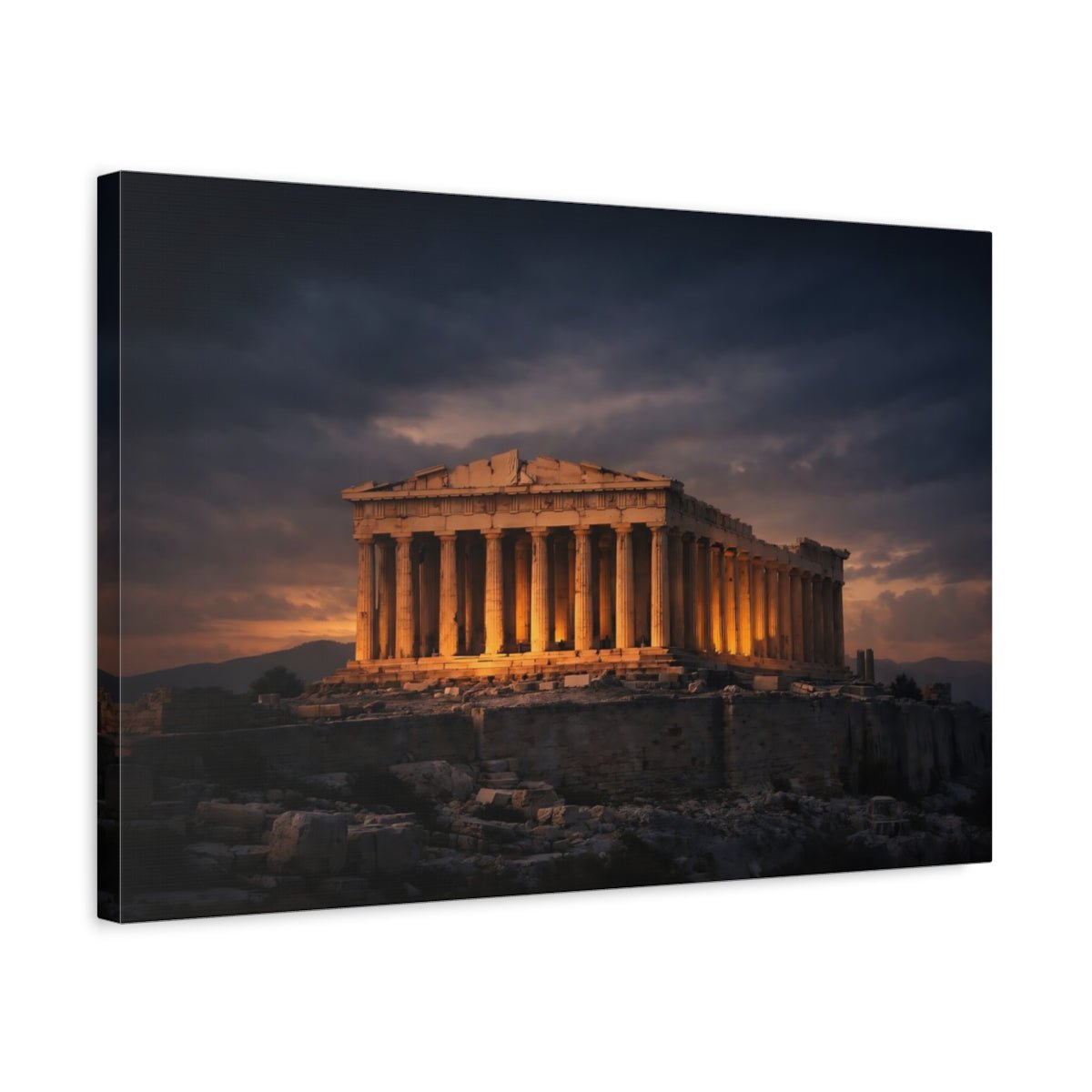 Dark Dramatic Parthenon Religious - Canvas Wall Art Print - YesArtYes