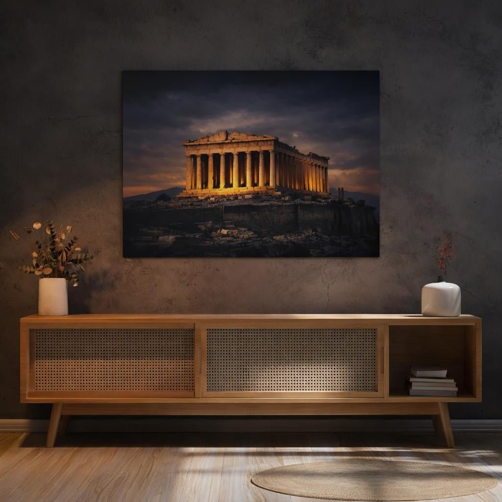 Dark Dramatic Parthenon Religious - Canvas Wall Art Print - YesArtYes