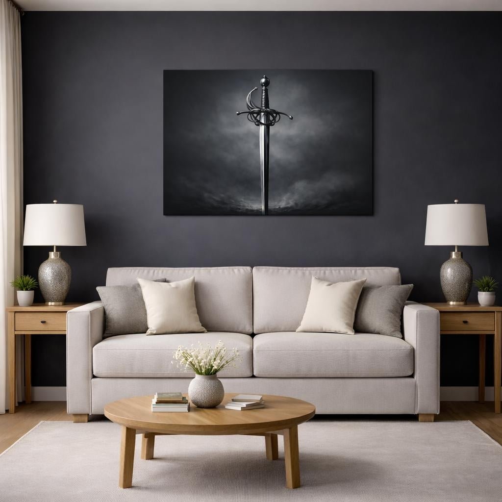 Dark Dramatic Rapier Sword Fairytale - Canvas Wall Art Print - YesArtYes