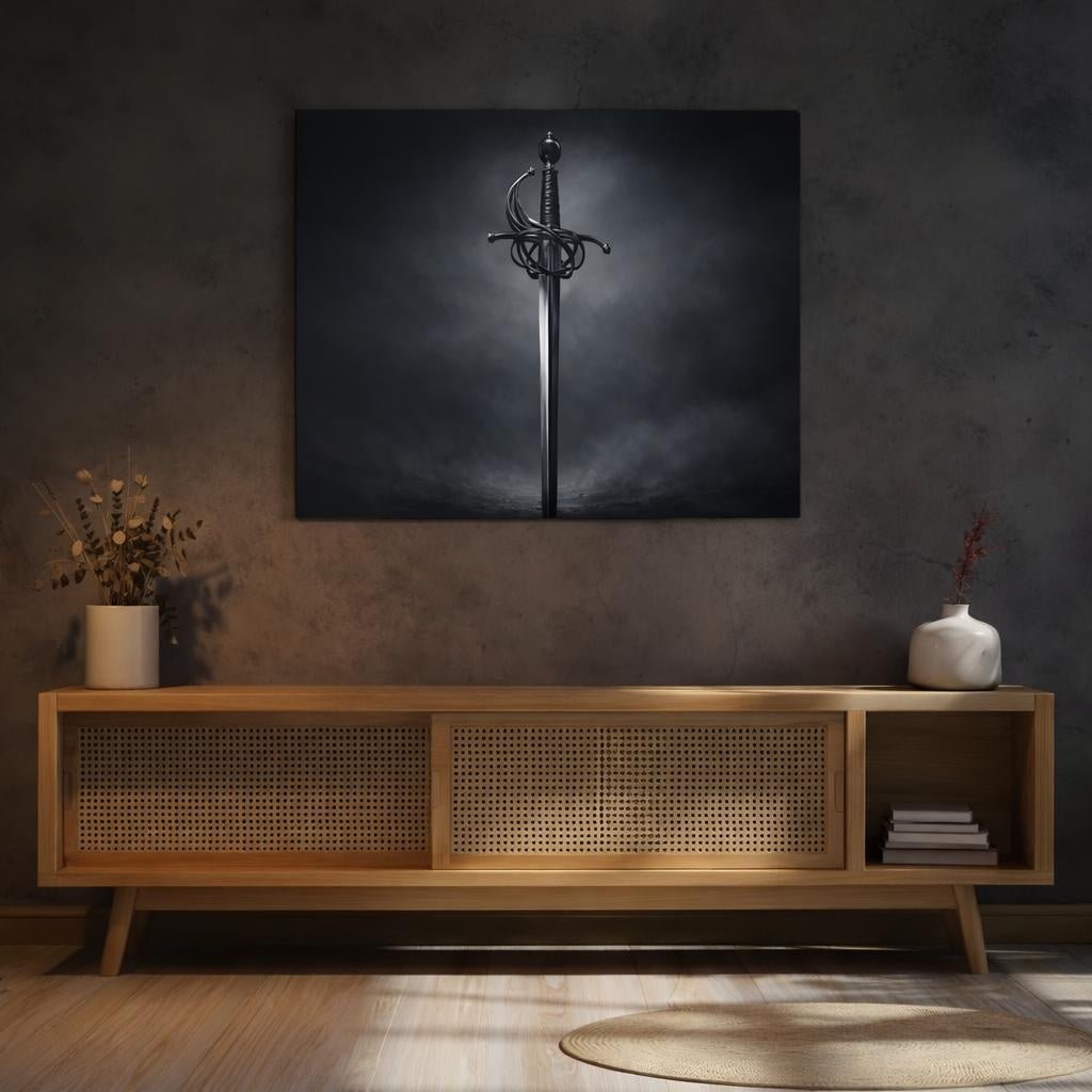 Dark Dramatic Rapier Sword Fairytale - Canvas Wall Art Print - YesArtYes
