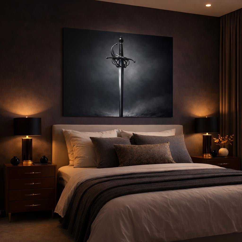 Dark Dramatic Rapier Sword Fairytale - Canvas Wall Art Print - YesArtYes