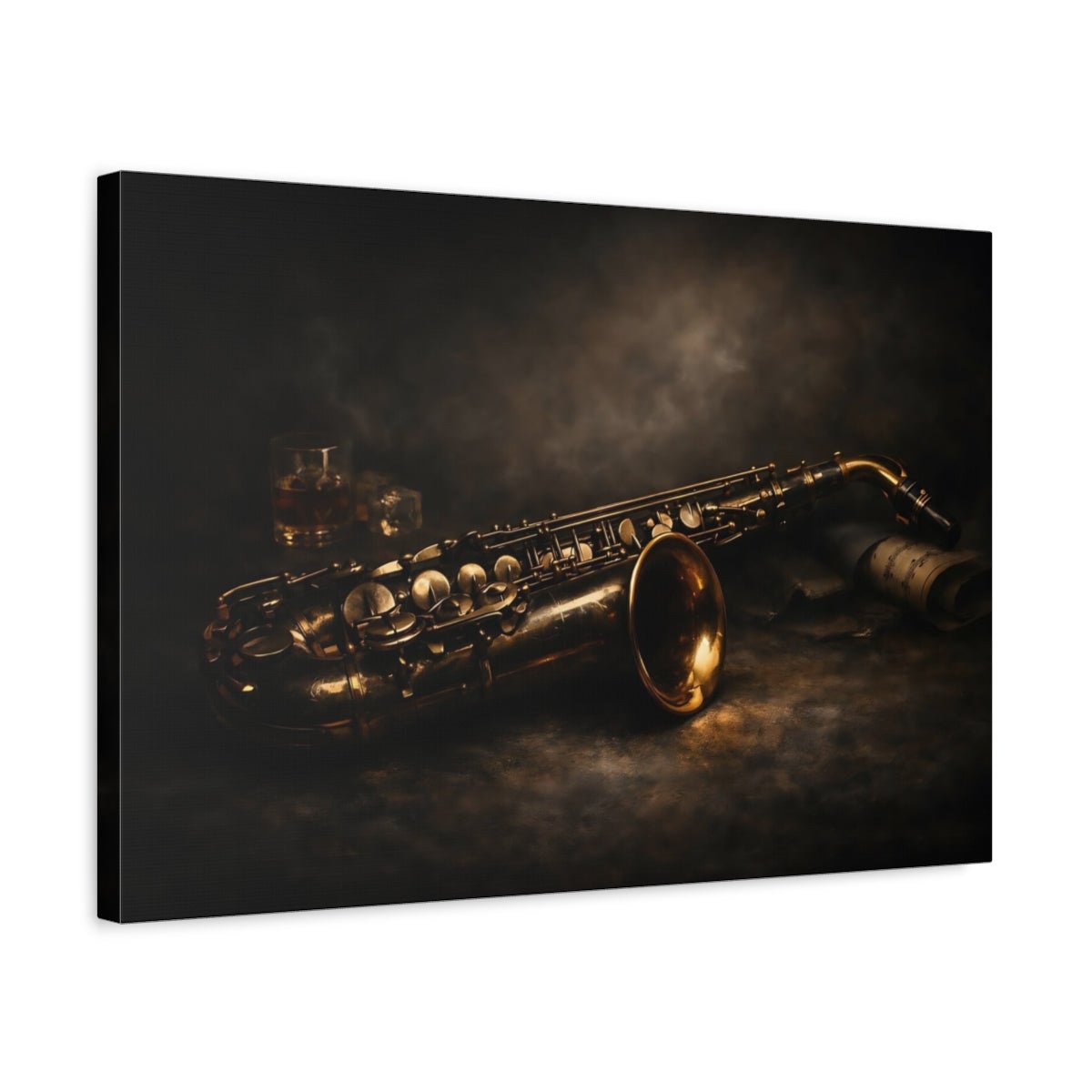Dark Dramatic Saxophone Vintage - Canvas Wall Art Print - YesArtYes
