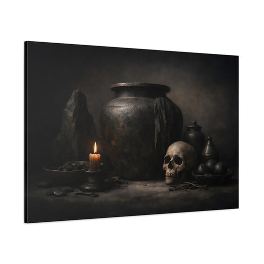 Dark Dramatic Sculptural Objects shown as stretched canvas wall art