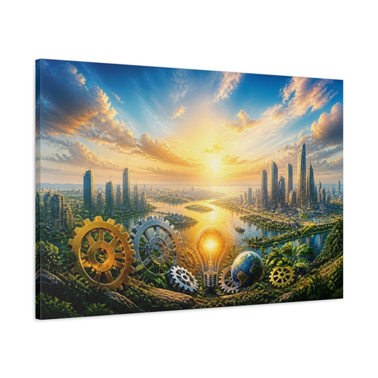 Main Mockup. Dawn Of Innovation shown as canvas print